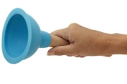 Hand Holding a Toilet Plunger